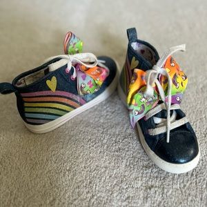 𝅺Jojo Siwa Sparkly Denim High Tops Rainbow heart bow size 13
